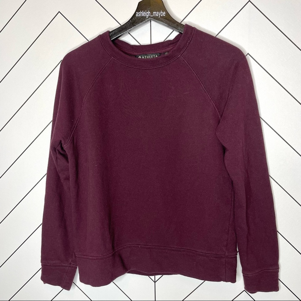 Athleta | Dynamic Crew Pullover Sweatshirt Top Burgundy Size XS - Picture 3 of 9